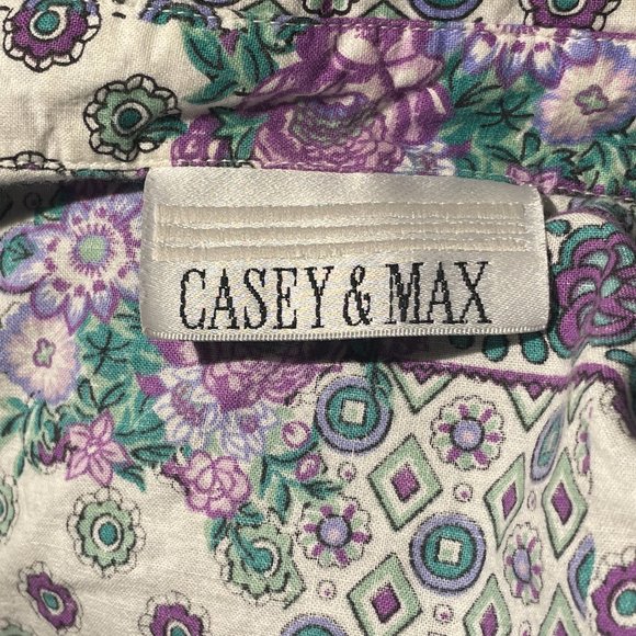 Vintage Casey and Max Purple and White Pattern Button Down M Medium - Picture 3 of 4